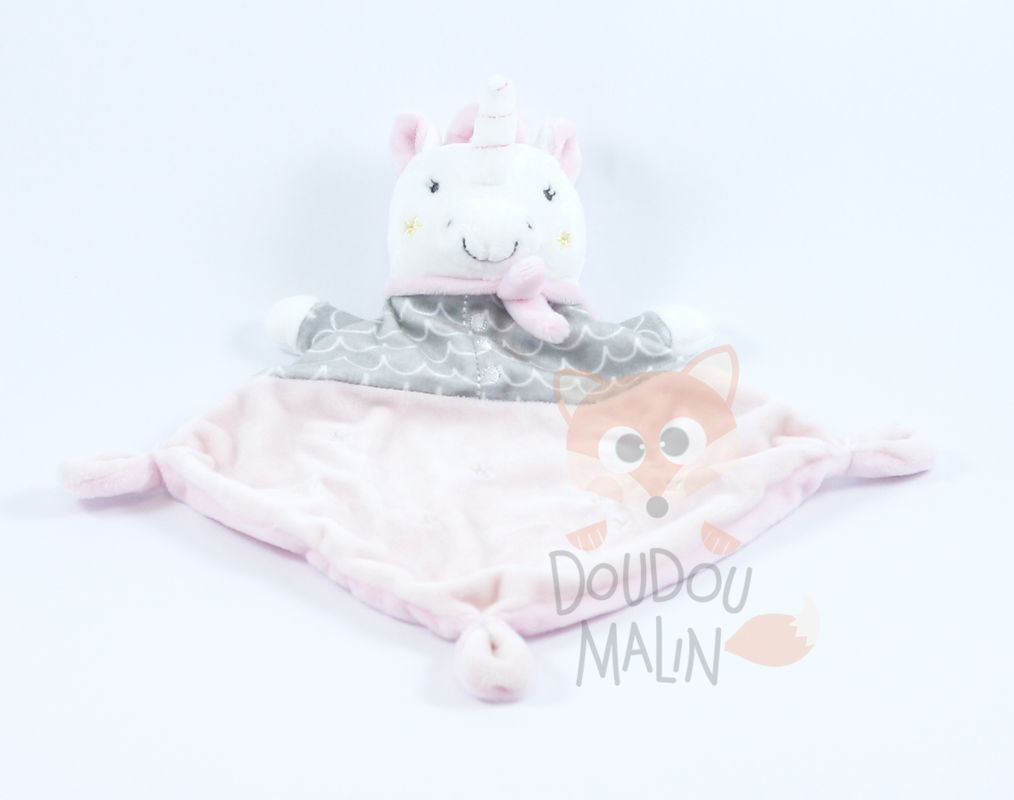  baby comforter unicorn pink grey star 